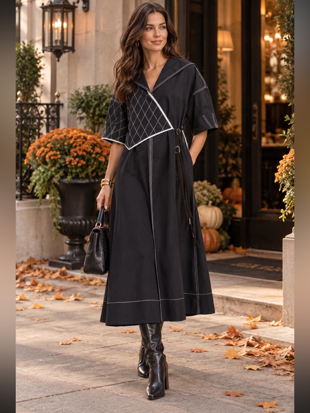Tory Burch Diamond Topstitch sailor dress